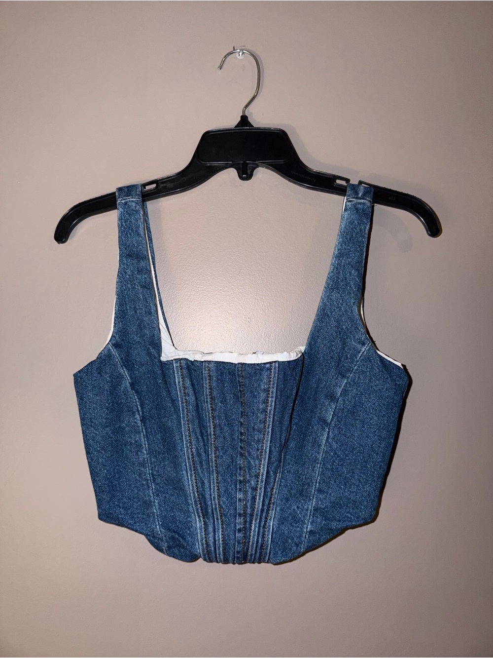 Gianni Bini Denim Corset Crop Top - denim size 2